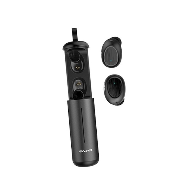 Awei T55 Bluetooth 5.0 vezeték nélküli fülhallgató, vízálló, fekete, mini