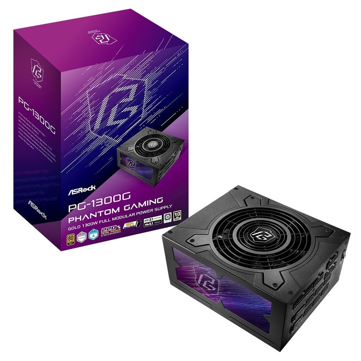 Sursa PC ASRock Phantom Gaming 1300W modulara aurie 80PLUS