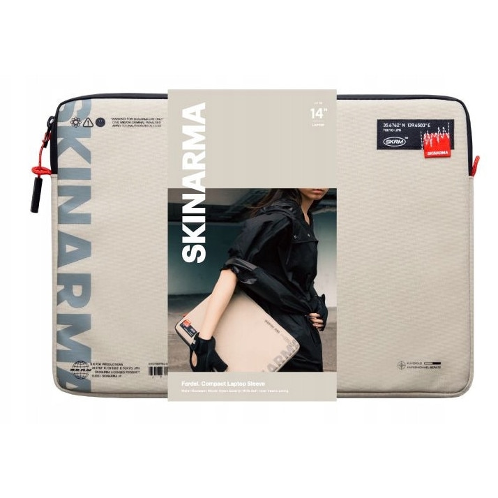 Husa laptop Skinarma Fardel 14", ivoire, design minimalist, impermeabila, dimensiuni 255x350x22mm