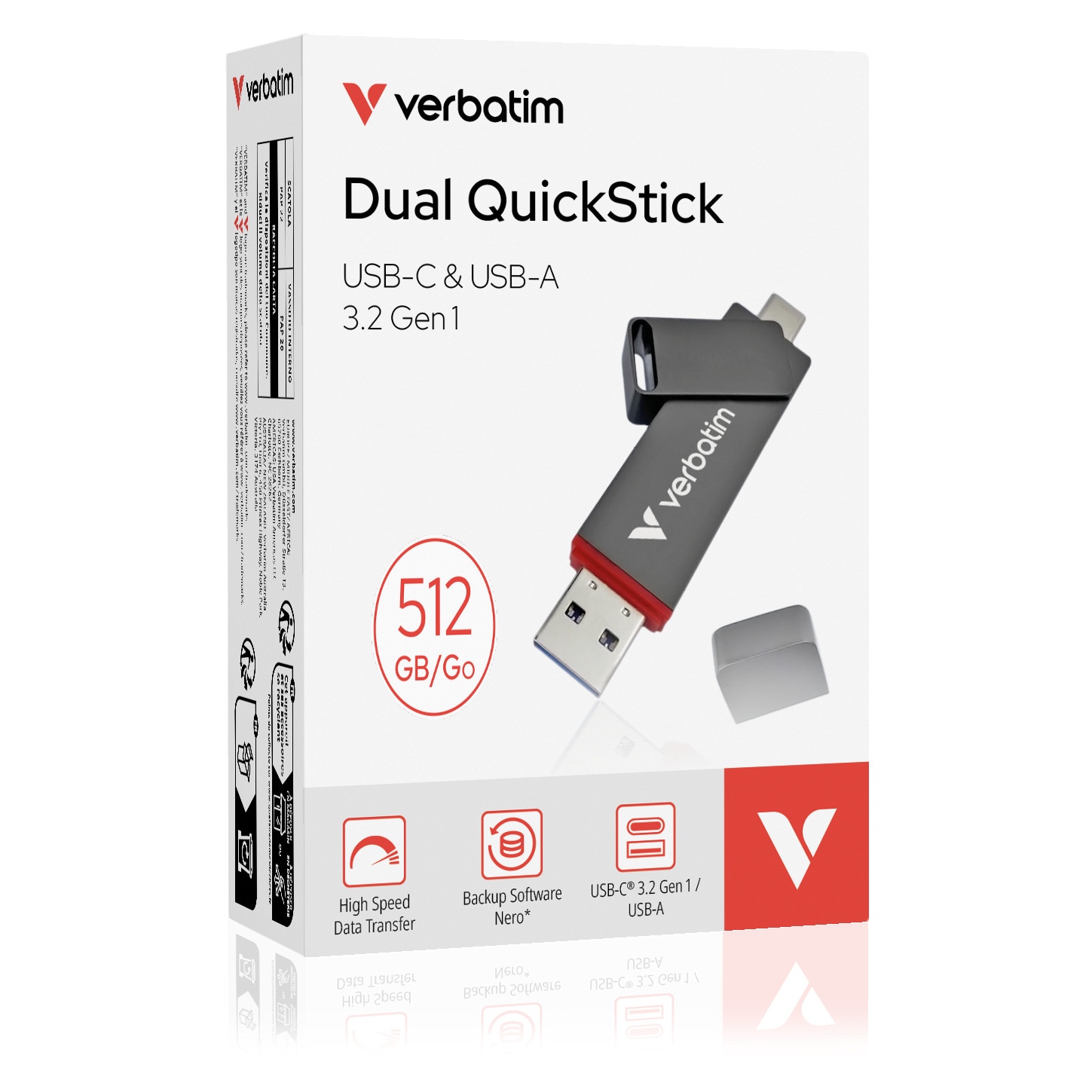 Pendrive 512GB Verbatim Dual QuickStick USB-A/USB-C, 550MB/s, 500MB/s ...
