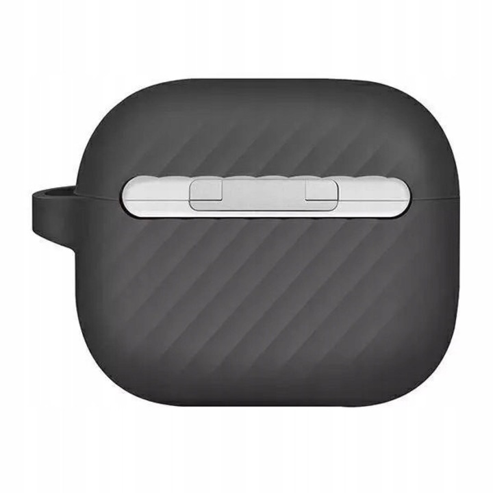 Калъф UNIQ Vencer за AirPods 3, силикон, тъмносив, комплект с карабинер и каишка за захващане