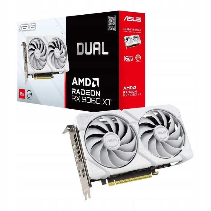 Placa video ASUS Radeon RX 9060 XT DUAL, 16GB, alb