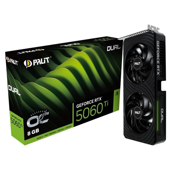 Placa video Palit GeForce RTX 5060 Ti Dual OC 8GB GDDR7 128bit, 40,1x126,3x262,1mm