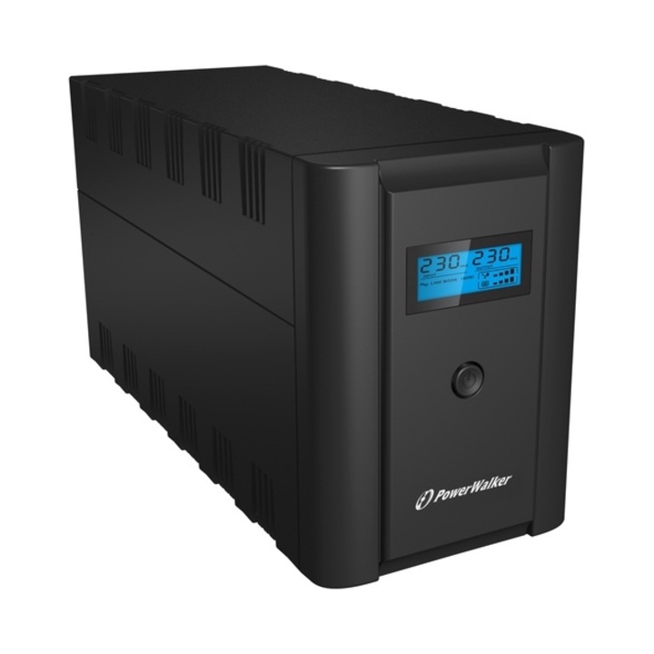 UPS tápegység Powerwalker 2200VA Line-Interactive, 1100W, 2x230V, fekete, 195x365x139mm