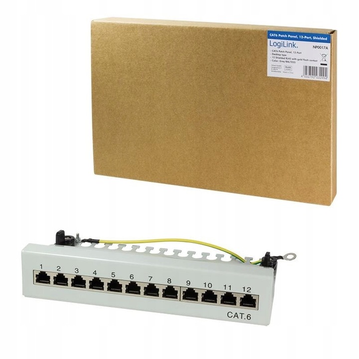 LogiLink NP0017A fix patch panel 12x RJ45 cat.6 árnyékolt
