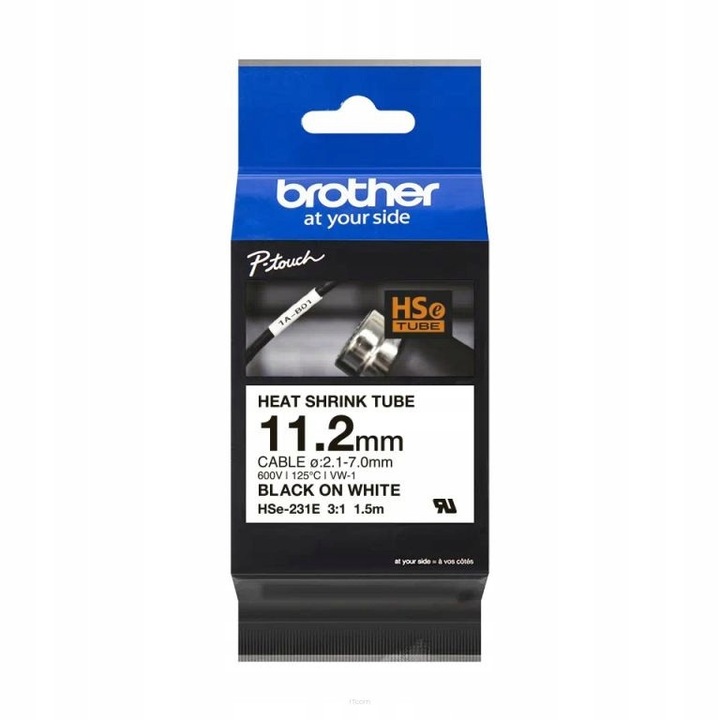 Tub termocontractabil Brother P-Touch HSE-231E 11.2mm x 1.5m (HSE231E) - alb