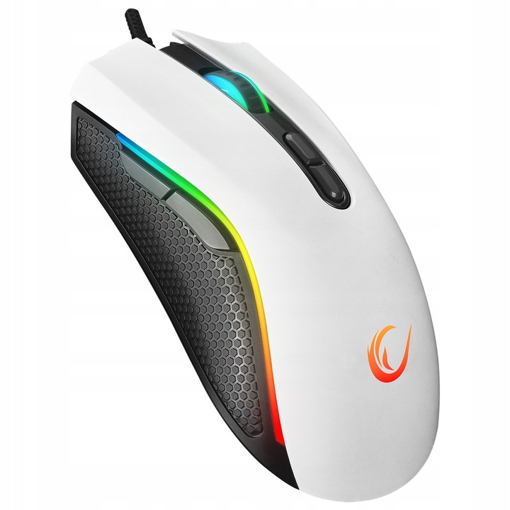 Mouse gaming Rampage SMX-R44 V2, 12800 DPI, RGB, alb, cablu USB