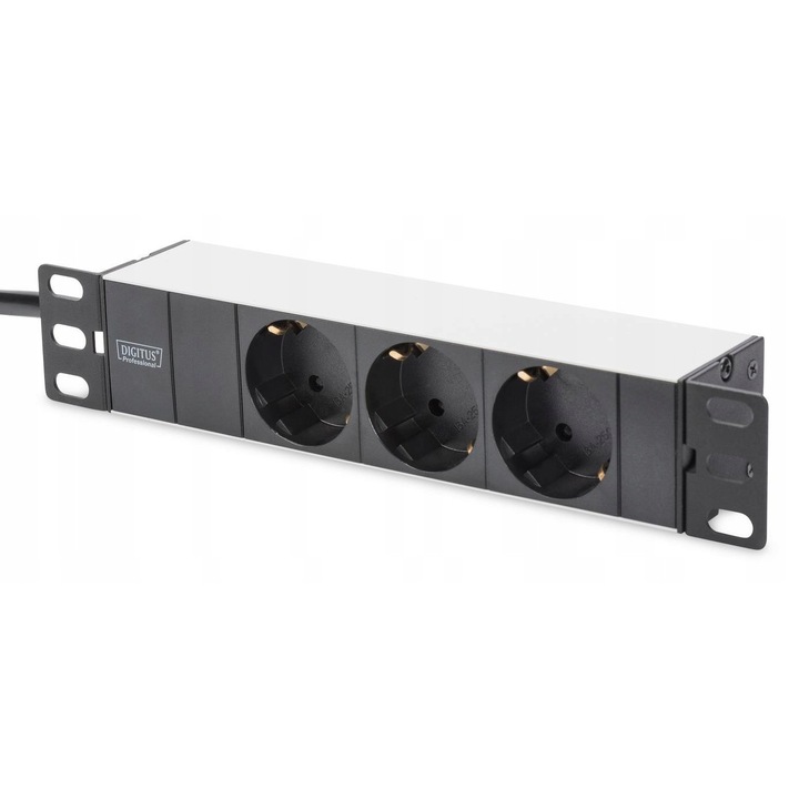 Digitus 10" RACK elosztó, 3xSchuko, 2m, 16A, fekete