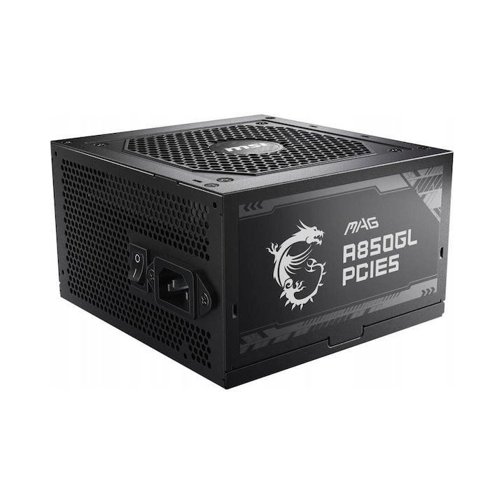 Sursa PC MSI MAG A850GL 850W 120mm 80 PLUS Gold, modulara, ATX 3.0, dimensiuni 140x150x86mm