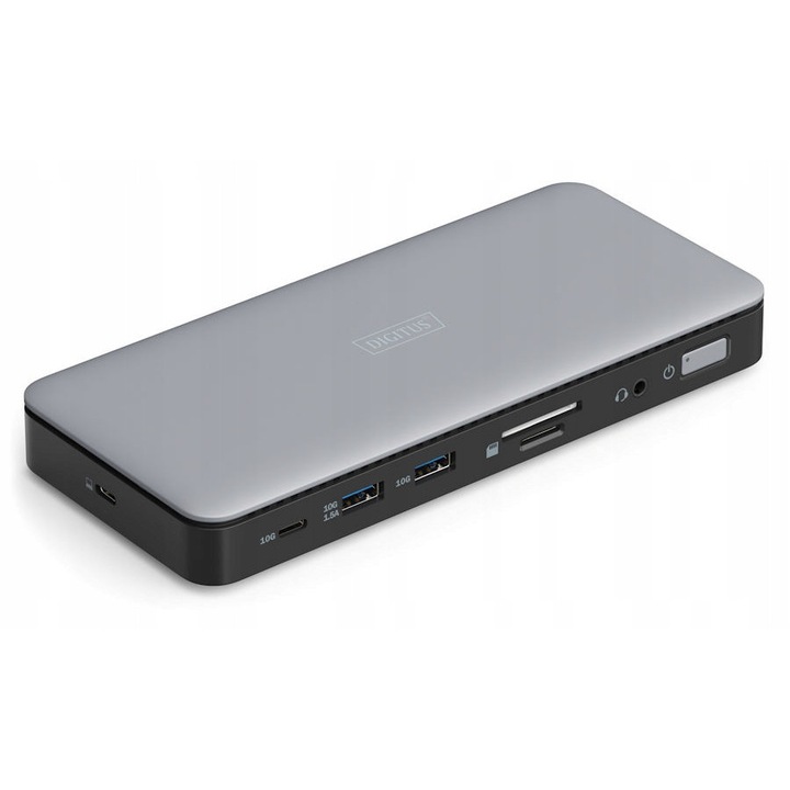Statie de docare USB-C Digitus, 11 porturi, 2x HDMI, 1x DisplayPort, 4K/60Hz, negru, 100cm