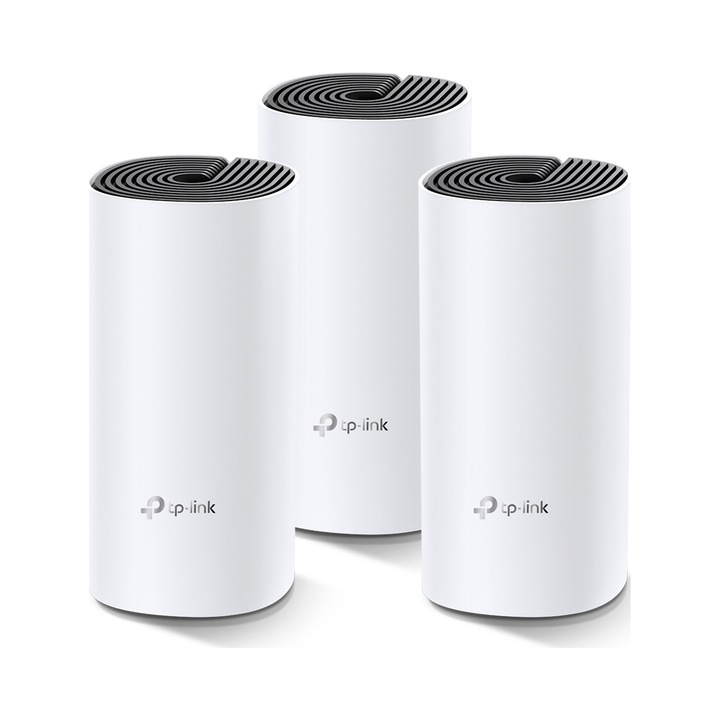 Set 3 bucati, router mesh TP-Link Deco M4, dual-band AC1200, 2 x LAN/WAN, alb