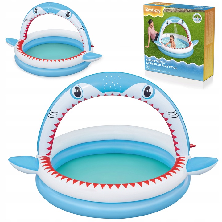 Надуваем басейн със сенник, Bestway, Sharktastic, 163x127x92см, за деца