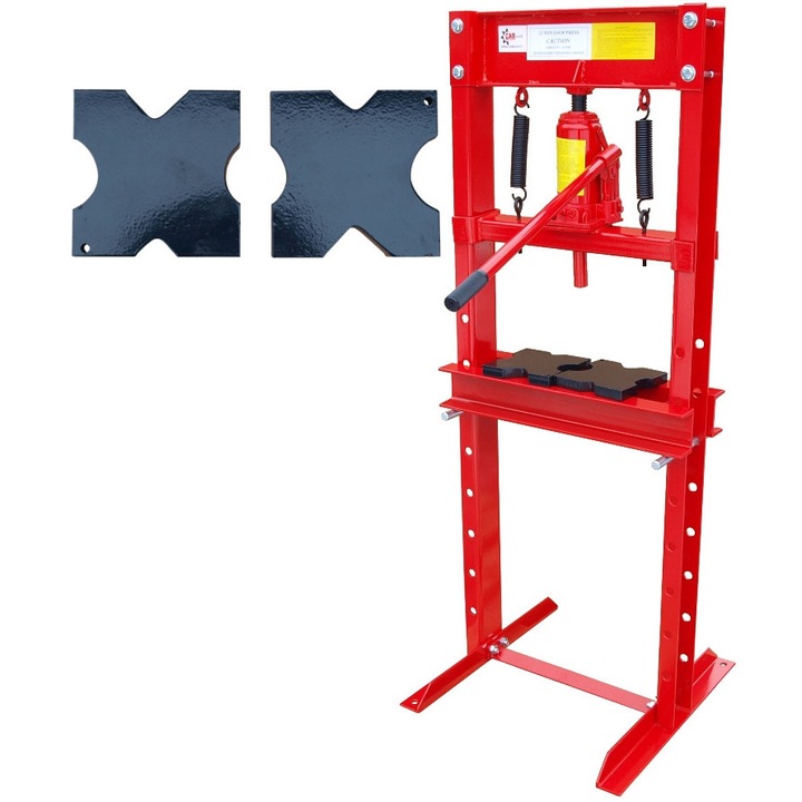 Prasa hidraulica Carmax 12 t, 2 placi din fonta, rosie, 505x500x1320mm