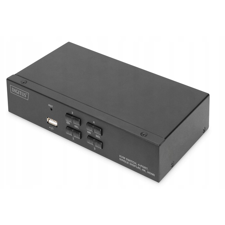 Digitus KVM kapcsoló 4 portos HDMI 4K 30Hz fém 20.2x11x4.4cm