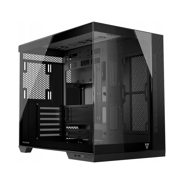 Кутия Midi Tower, Volcano Panorama, черна, 433x259x388mm, поддържа ITX/ATX/Micro-ATX платки