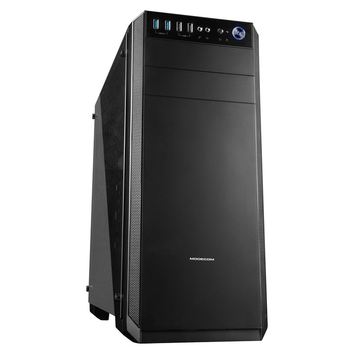 Кутия MODECOM Oberon Pro Glass Midi Tower, черна, ATX, с 2 вентилатора 120 мм
