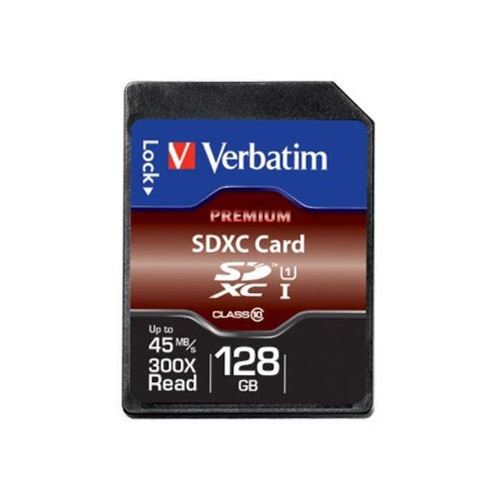 Carda memorie Verbatim SDXC 128GB Clasa 10, multicolor, blister