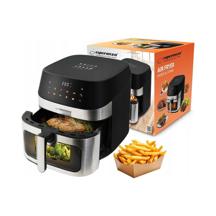Фритюрник без мазнина Esperanza Patate Al Forno 8L 1600W черен 41.7x32x32.5cm