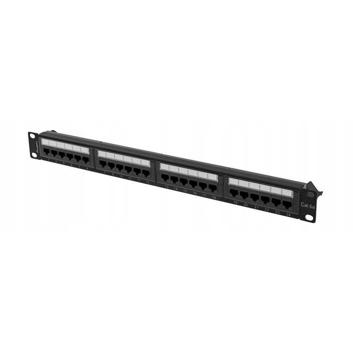 Patch panel 24 portos UTP 1U, Lanberg, fekete, 19''