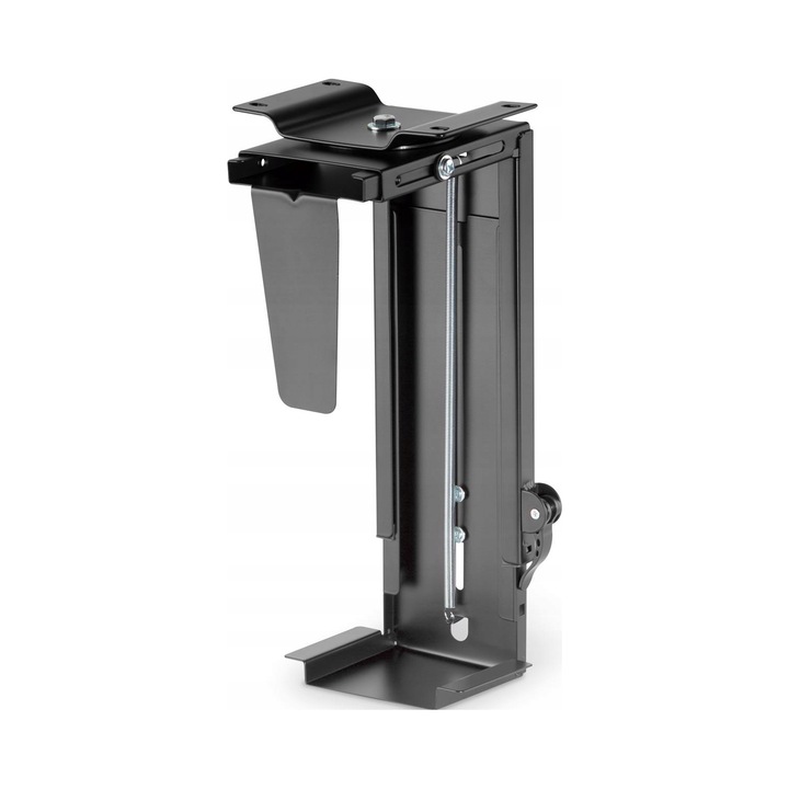 Следващата стойка за компютър Digitus с механизъм Easy-Locking, регулируеми размери 30-51x8,8-20,3см, капацитет 10кг, монтаж под бюро