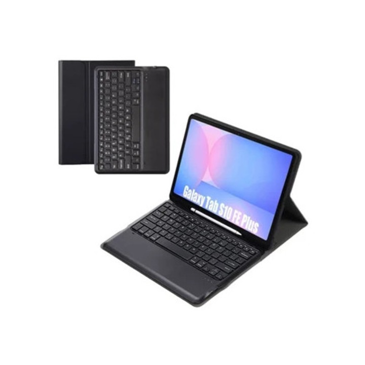 Husa tableta cu tastatura Bluetooth pentru Samsung Tab S10+/S9 FE+/S9+, 12.4 inch, neagra