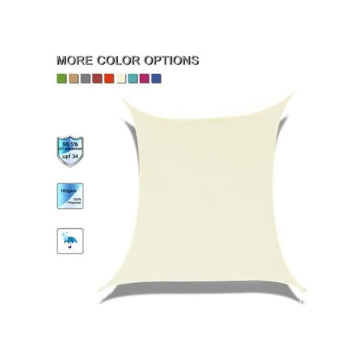 Panza de umbra rectangulara, 2.4x3m, anti-UV, impermeabila, crem