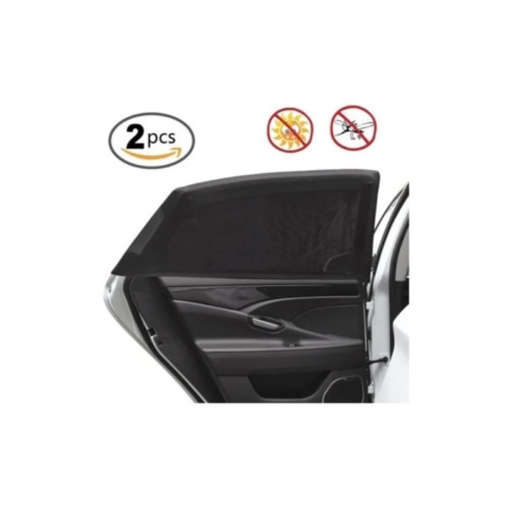 Parasolare auto set 2 piese, plasa respirabila, protectie UV, multicolor