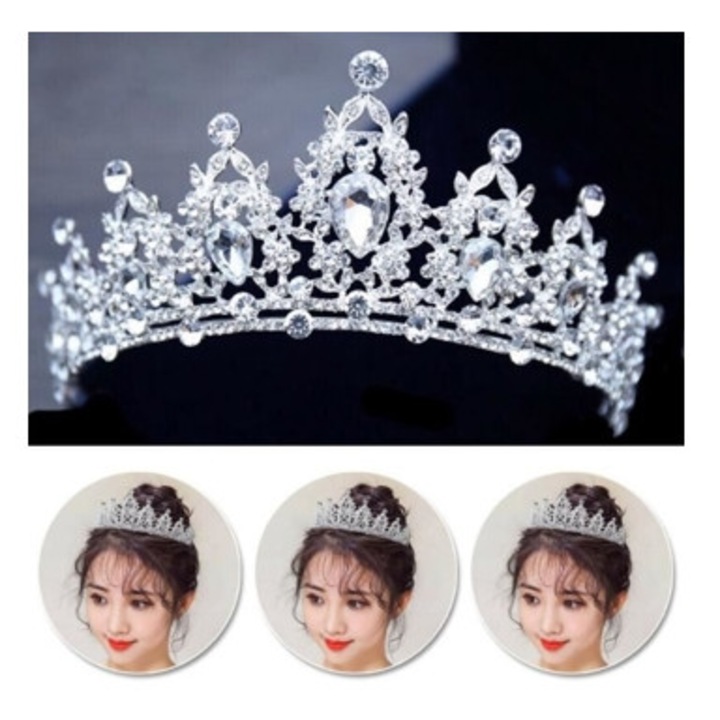 Tiara de mireasa din cristal, decorare aniversara, set accesorii par