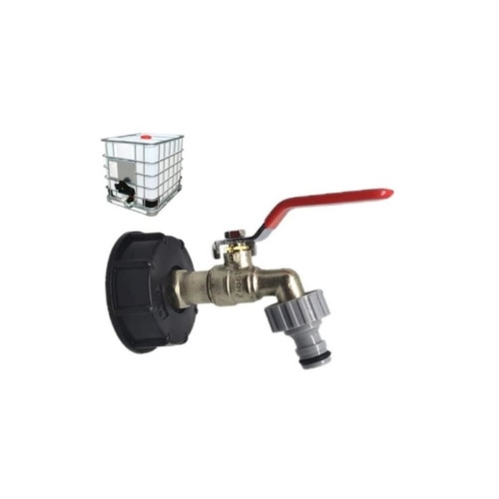 1000L csap, IBC adapter, 1/2" két kimenettel, esővízgyűjtő