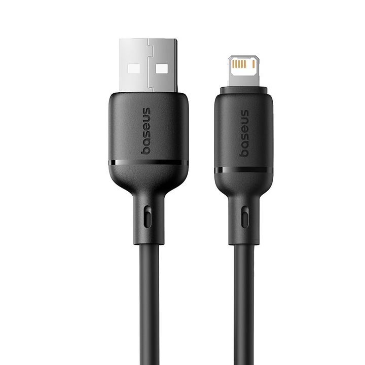 Cablu BASEUS USB-A la Lightning, 1м, 2.4A, Silky Series, negru
