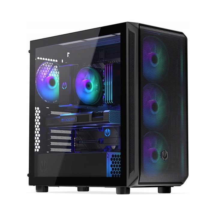 Кутия Arx 700 ARGB, Endorfy, Midi Tower, 4 ARGB вентилатора, черна, 486x228x472мм