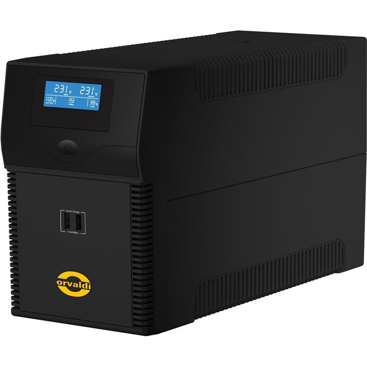 Orvaldi i1000 UPS tápegység, 1 kVA, 600 W, fekete, 135x343x208mm