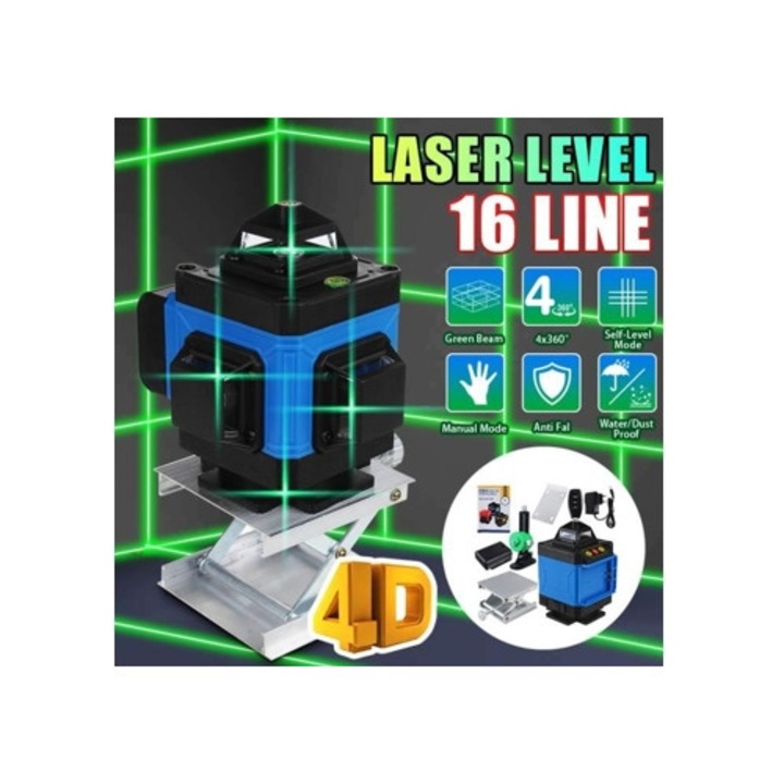 Nivel laser automat cu telecomanda, 16 linii, 25M, 3-4D
