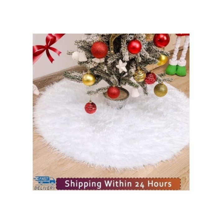 Karácsonyfatalp takaró, 90cm, fehér, bolyhos