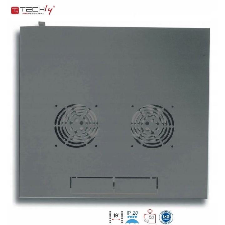 Techly 19" 6U fém szekrény, 350x500x320mm, fekete, üvegajtóval, szerelőkészlettel együtt