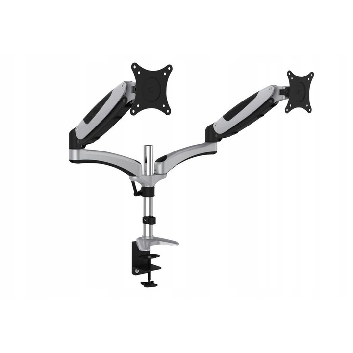 DIGITUS monitortartó, 2xLCD, 27", fekete-ezüst, 8kg, 150x890x320mm