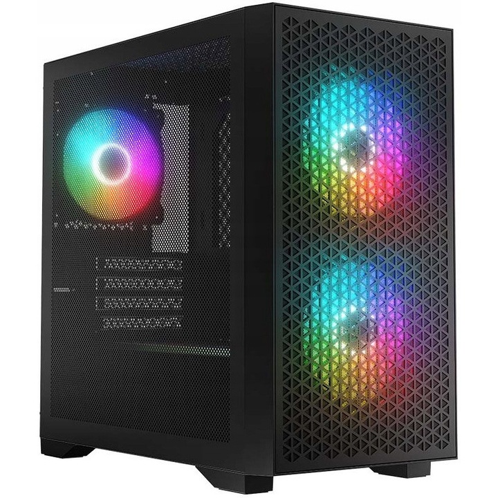 Кутия Logic Dart Pro ARGB Mini, ATX Mini Tower, 3 вентилатора, черна, 350x200x375mm