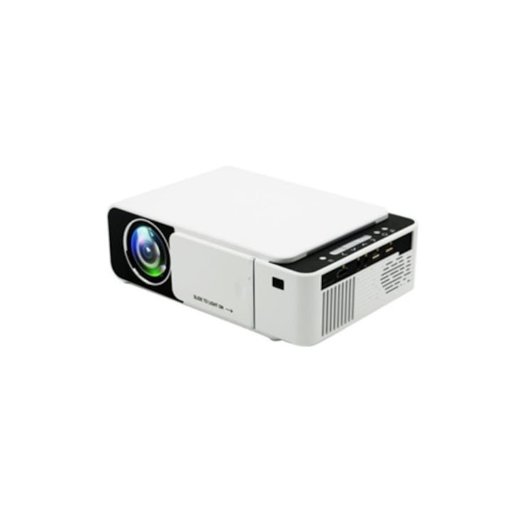Videoproiector Smart LED Portabil Premium AjieQaQ® K6 Pro, Android 11, 4K UltraHD,1080P, 15.000 Lumeni, 200ANSI, Wi-Fi 6, Bluetooth 5.2, Autofocus, Difuzor Stereo, Conexiune Tripla HDMI, Rotatie 360°,2 GB RAM,8 GB memorie, USB si Mirroring Android/ IOS