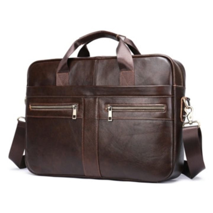 Férfi valódi bőr táska, 5011-es modell, barna, laptophoz, messenger típusú, crossbody.