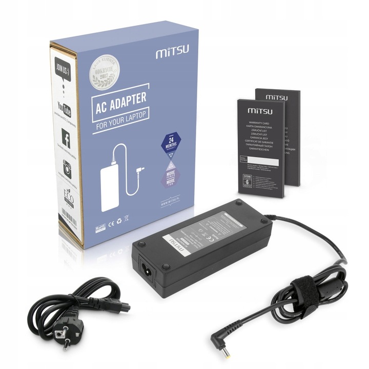 Mitsu laptop töltő 19V 7.1A, 135W, 5.5x1.7mm, komplett szett