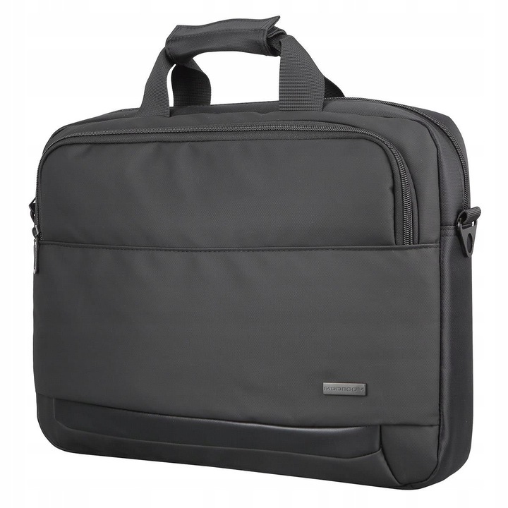 Geanta laptop Modecom Porto 15,6'', neagra, material poliester si ecopiele, cu port USB, dimensiuni 40x30x7cm