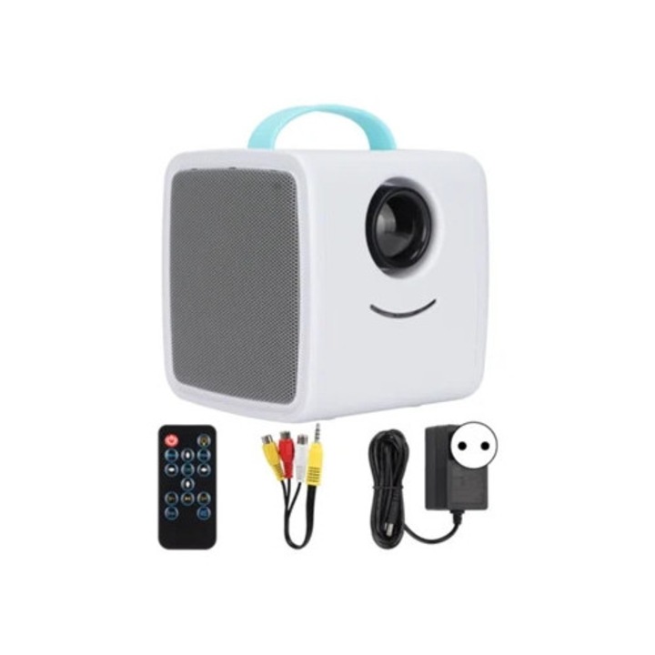 Videoproiector portabil 1080p, 2W, lumina moale, durabil 30.000 ore, 100-240V