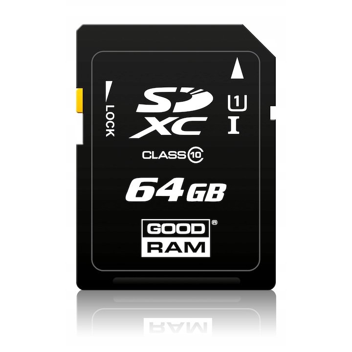 Карта MicroSDXC Goodram 64GB Class 10 UHS-I, скорост на четене 100MB/s, скорост на запис 10MB/s