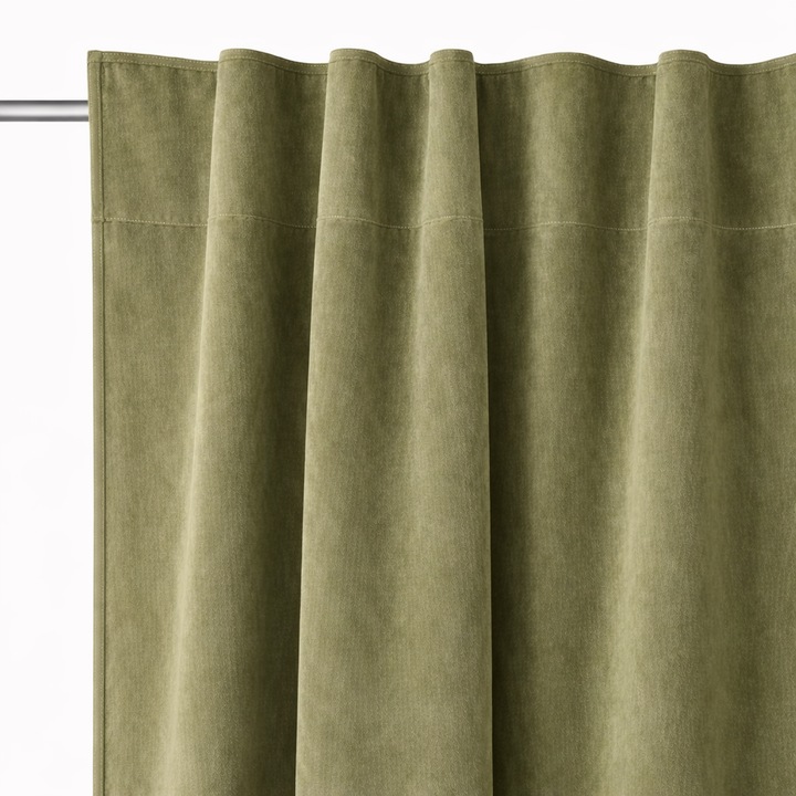 Draperie din catifea, verde olive, 140x250 cm, groasa, calitate premium, pe banda