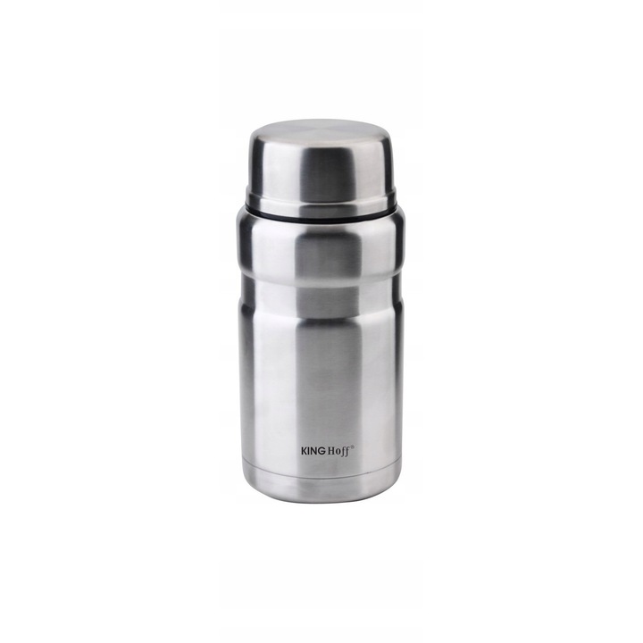 Termos din inox Kinghoff KH 1457, 750ml, cu lingura pliabila, capac ce poate fi folosit ca bol, ideal pentru calatorii