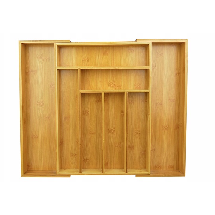 Органайзер за прибори Kinghoff от бамбук, регулируем, 31,5x43x5-52x43x5см