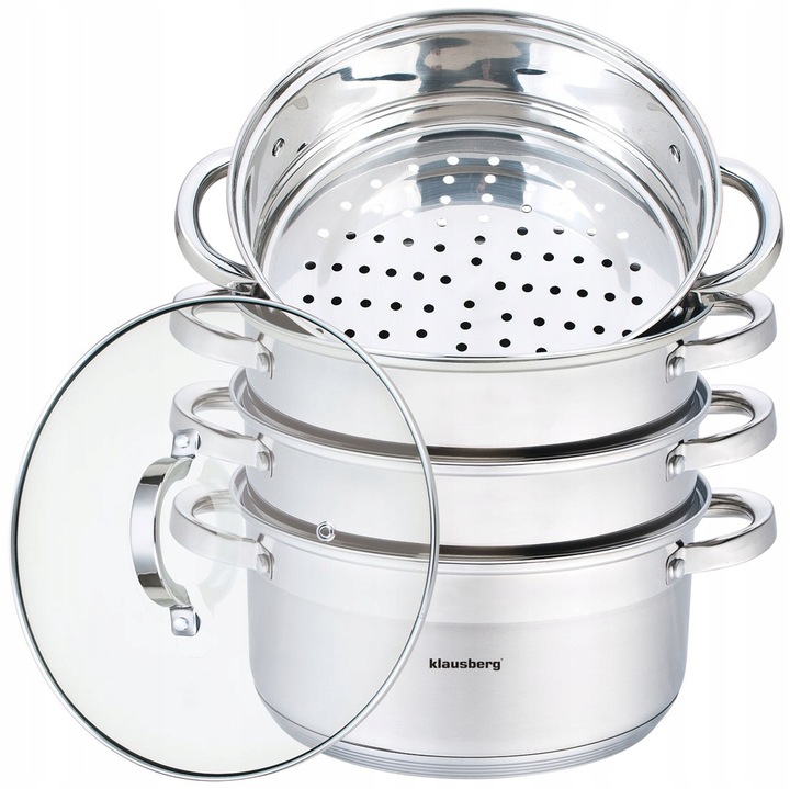 Set oale pentru gatit la aburi Klausberg 20cm inox 5 piese
