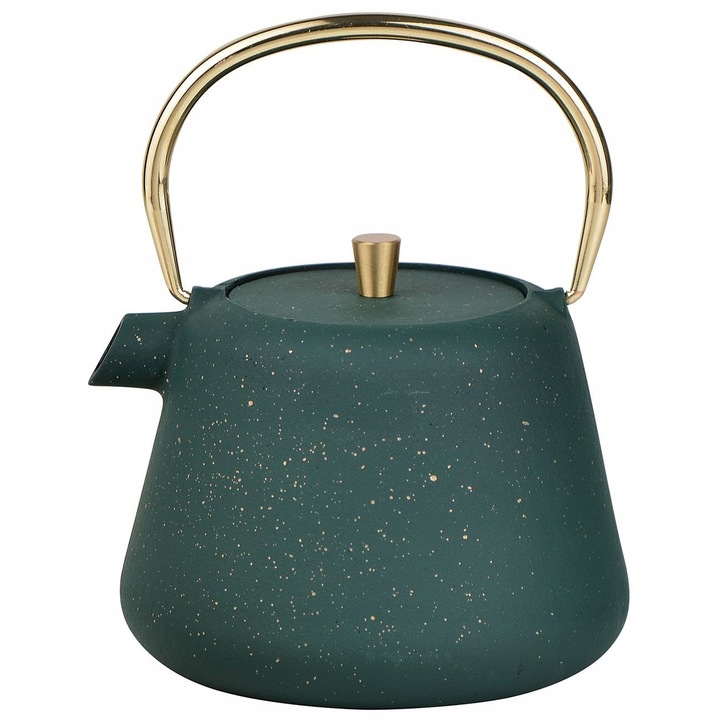 Ceainic fonta Kinghoff KH-1933, 1L, verde inchis, detalii aurii