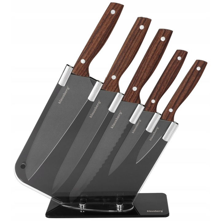 Klausberg 6 db-os konyhakés készlet, rozsdamentes acél, ergonomikus, tartóval