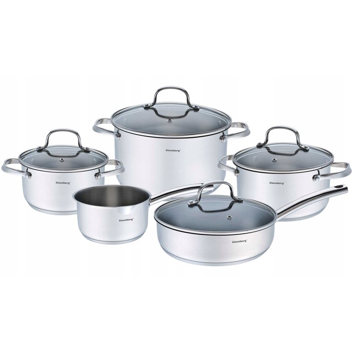 Set oale Klausberg 9 piese inox 18/10 lucios 18x10,5x20x11,5x24x13,5cm